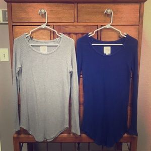 Two long sleeved dressy/casual waffle tees.